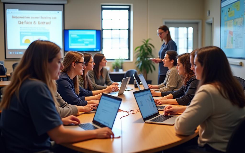 Enseignants participant à un atelier de formation sur les nouvelles technologies éducatives